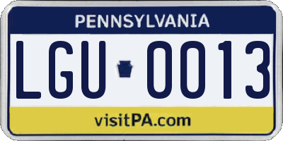 PA license plate LGU0013
