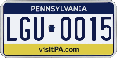 PA license plate LGU0015