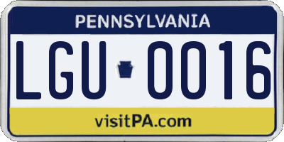PA license plate LGU0016