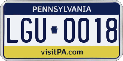 PA license plate LGU0018
