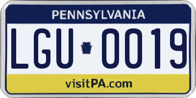 PA license plate LGU0019