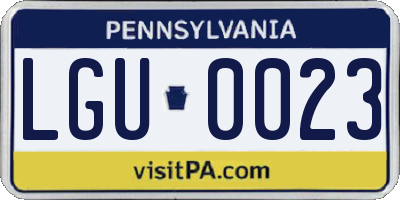 PA license plate LGU0023