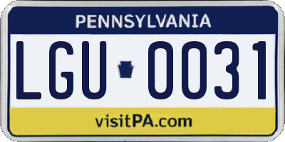 PA license plate LGU0031