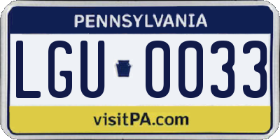 PA license plate LGU0033