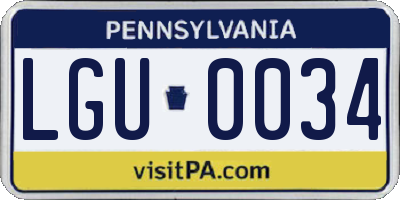 PA license plate LGU0034