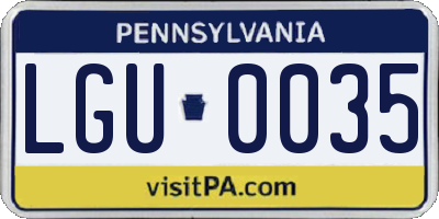 PA license plate LGU0035