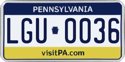 PA license plate LGU0036