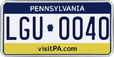 PA license plate LGU0040