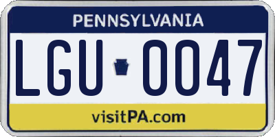 PA license plate LGU0047