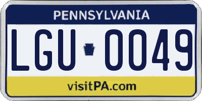 PA license plate LGU0049