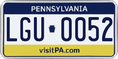 PA license plate LGU0052