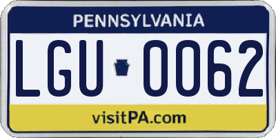 PA license plate LGU0062
