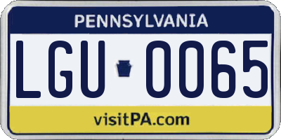 PA license plate LGU0065