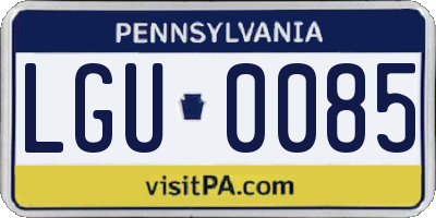 PA license plate LGU0085