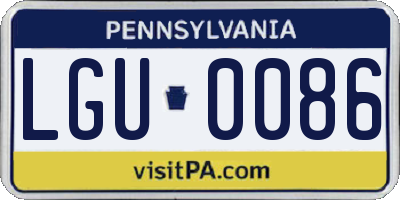 PA license plate LGU0086
