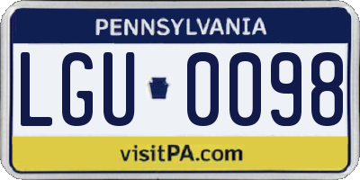 PA license plate LGU0098