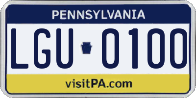 PA license plate LGU0100