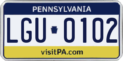 PA license plate LGU0102