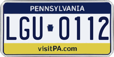 PA license plate LGU0112