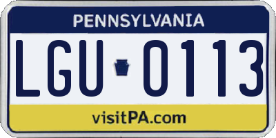 PA license plate LGU0113