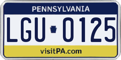 PA license plate LGU0125