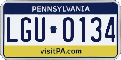 PA license plate LGU0134