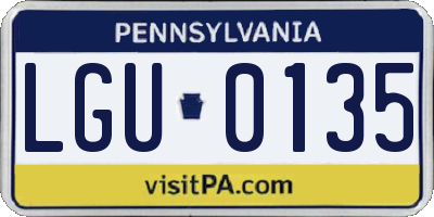 PA license plate LGU0135