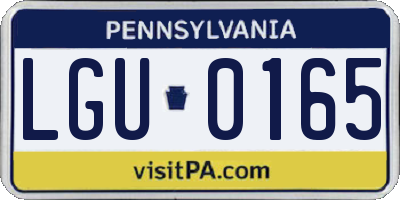 PA license plate LGU0165