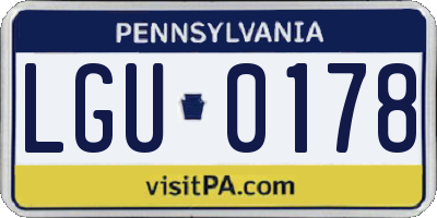 PA license plate LGU0178