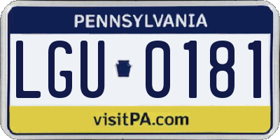 PA license plate LGU0181