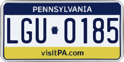 PA license plate LGU0185