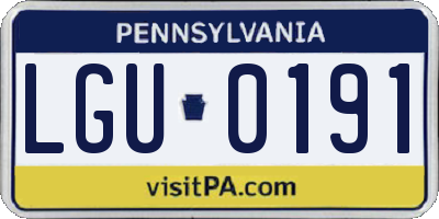 PA license plate LGU0191