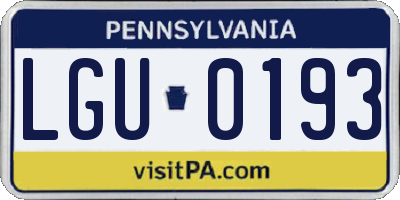 PA license plate LGU0193