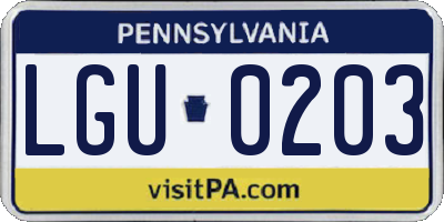 PA license plate LGU0203