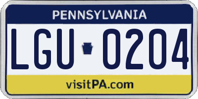 PA license plate LGU0204