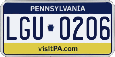 PA license plate LGU0206
