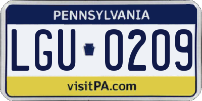 PA license plate LGU0209