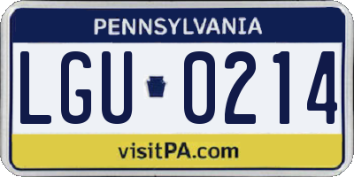 PA license plate LGU0214