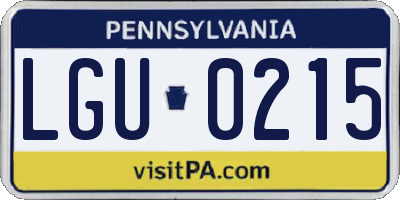 PA license plate LGU0215