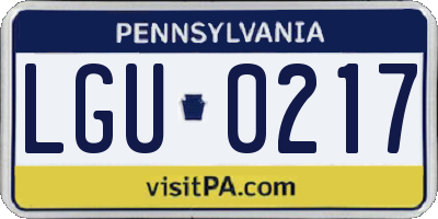 PA license plate LGU0217