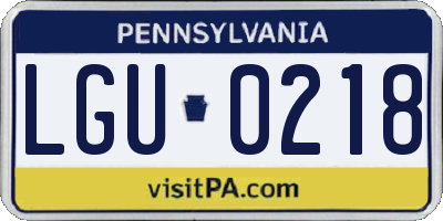 PA license plate LGU0218