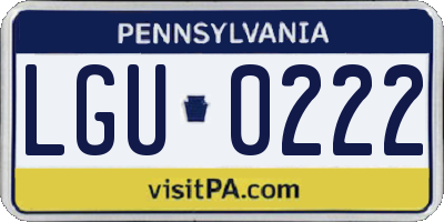 PA license plate LGU0222