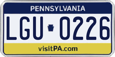 PA license plate LGU0226