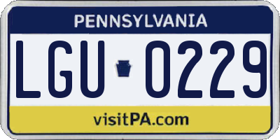 PA license plate LGU0229