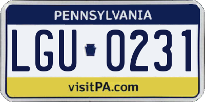 PA license plate LGU0231