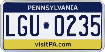 PA license plate LGU0235