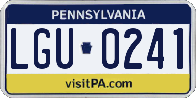 PA license plate LGU0241