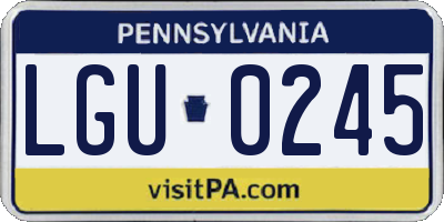 PA license plate LGU0245