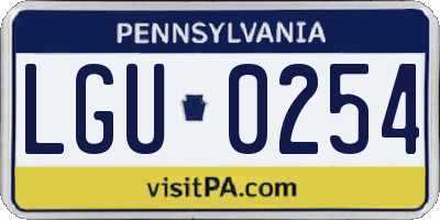 PA license plate LGU0254
