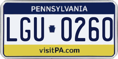 PA license plate LGU0260